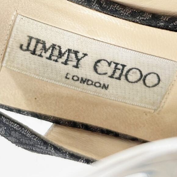 Vintage Jimmy Choo Gray Bow Crystal Pointed Toe Slingback Kitten Heel size IT 37 - Picture 9 of 12